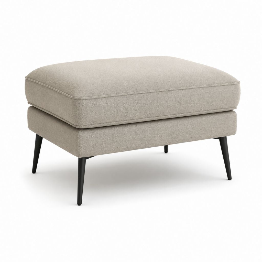 Repose-pieds rectangulaire beige en polyester avec pieds en acier 80 x 60 x 45 cm