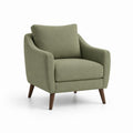Fauteuil de salon vert olive en polyester avec pieds en bois massif 78 x 82 x 88 cm