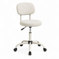Chaise de bureau réglable pivotante blanc cassé en polyester avec roulettes 58 x 58 x 82-92 cm