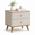 Table de chevet 2 tiroirs beige en panneaux MDF rectangulaire 60 x 40 x 60 cm