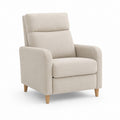 Fauteuil de salon beige en polyester avec accoudoirs et pieds en bois massif 85 x 92 x 102 cm