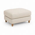Repose-pieds carré rembourré beige en polyester avec pieds en hévéa massif 80 x 60 x 45 cm