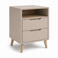 Table de chevet rectangulaire beige en panneaux MDF avec 2 tiroirs 45 x 40 x 60 cm