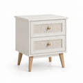 Table de chevet 2 tiroirs blanche en MDF rectangulaire 45 x 35 x 60 cm