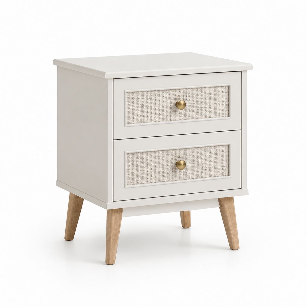 Table de chevet 2 tiroirs blanche en MDF rectangulaire 45 x 35 x 60 cm