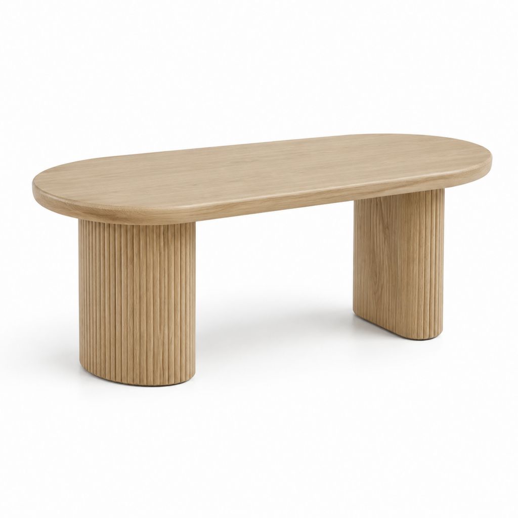Table basse ovale chêne naturel MDF plaqué chêne 120 x 60 x 40 cm