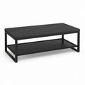 Table basse rectangulaire noire en acier et panneau MDF 100 x 60 x 45 cm avec étagère de rangement