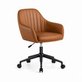 Chaise de bureau à roulettes marron en similicuir PVC 62 x 62 x 88-98 cm