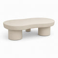 Table basse ovale beige en MDF avec enduit minéral 120 x 60 x 35 cm