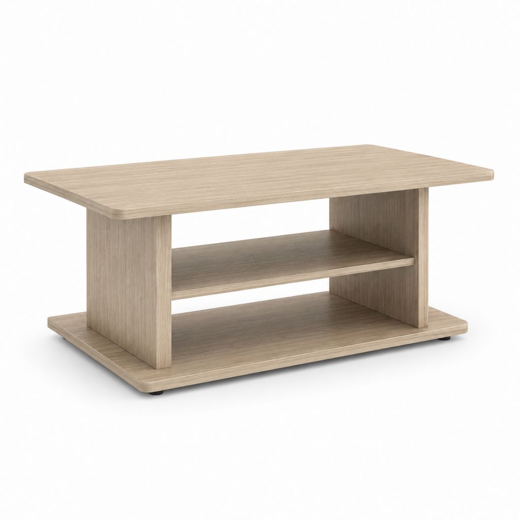 Table basse rectangulaire chêne clair en panneaux de particules mélaminés 100 x 50 x 45 cm