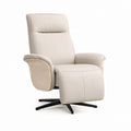 Fauteuil relax inclinable pivotant beige en similicuir PU avec repose-pieds 78 x 90-160 x 105 cm