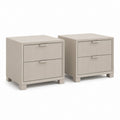 Lot de 2 tables de chevet taupe en MDF revêtu de PVC rectangulaires 50 x 40 x 55 cm avec 2 tiroirs