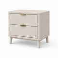 Table de chevet rectangulaire beige clair en panneaux MDF avec 2 tiroirs 60 x 40 x 60 cm
