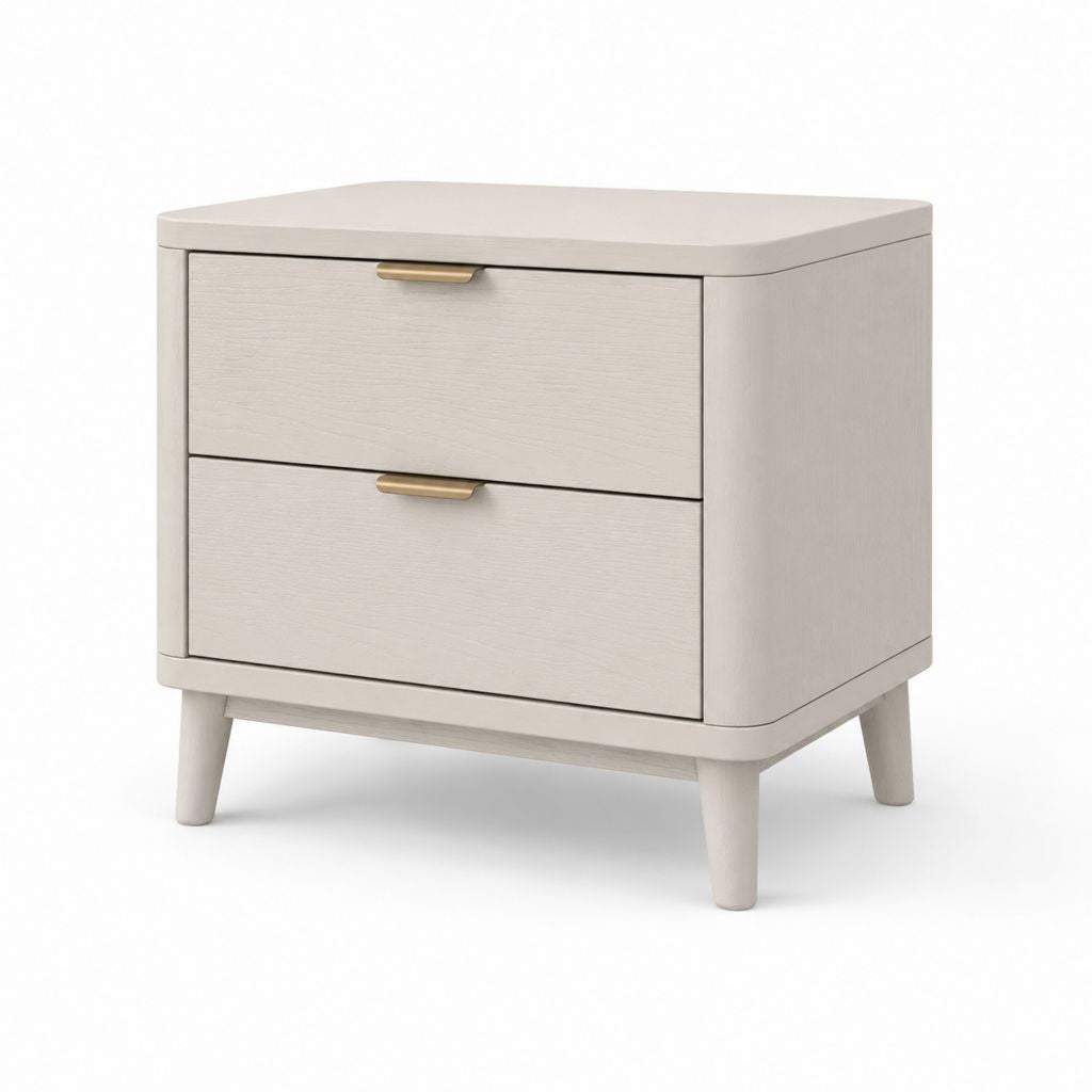 Table de chevet rectangulaire beige clair en panneaux MDF avec 2 tiroirs 60 x 40 x 60 cm