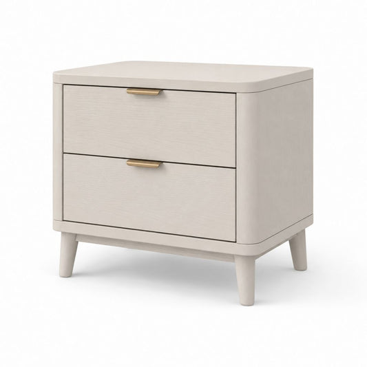 Table de chevet rectangulaire beige clair en panneaux MDF avec 2 tiroirs 60 x 40 x 60 cm