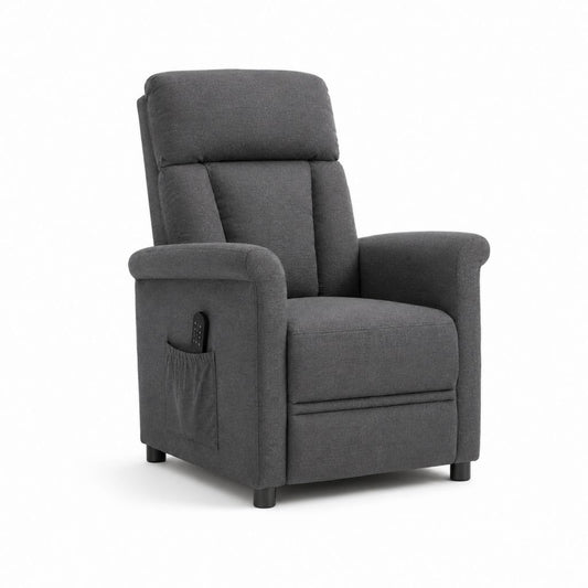 Fauteuil releveur électrique inclinable gris en polyester 82 x 92 x 106 cm