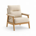 Fauteuil de salon beige en polyester et chêne massif 72 x 78 x 84 cm